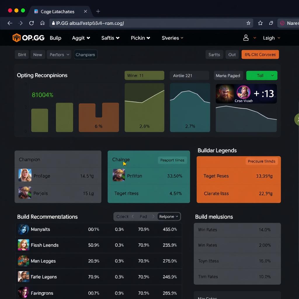 Интерфейс сайта OP.GG с статистикой чемпионов League of Legends Интерфейс сайта OP.GG с статистикой чемпионов League of Legends