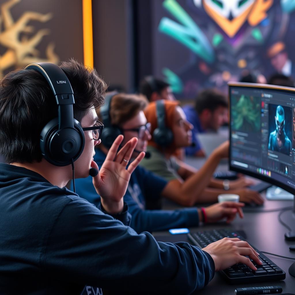 Популярный стример League of Legends во время трансляции Популярный стример League of Legends во время трансляции