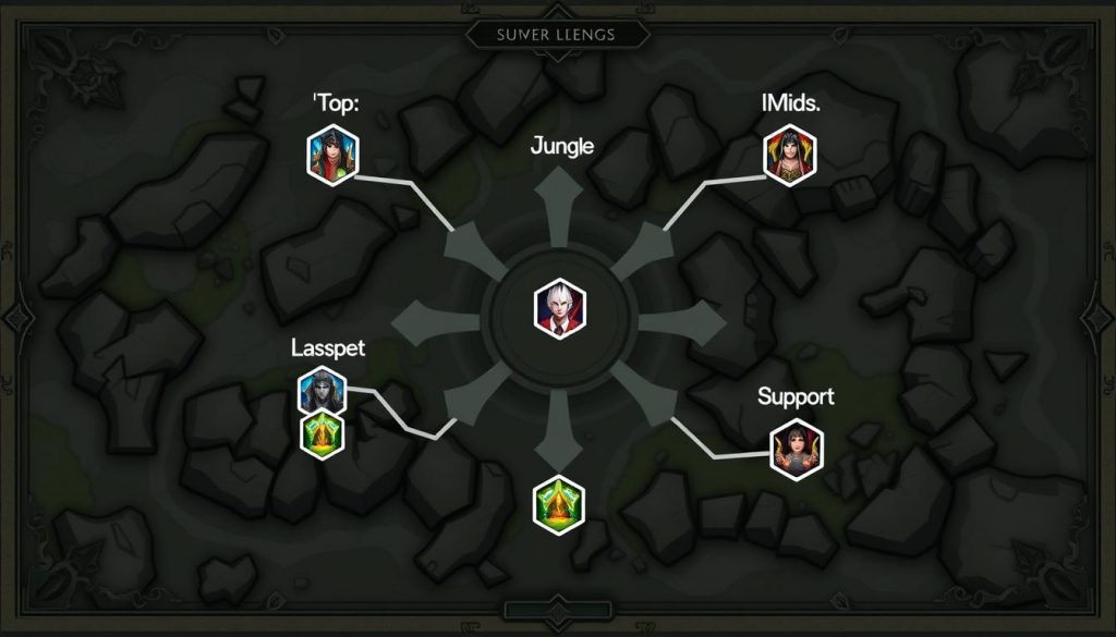 Пять основных ролей в League of Legends на карте Ущелья Призывателей Пять основных ролей в League of Legends на карте Ущелья Призывателей